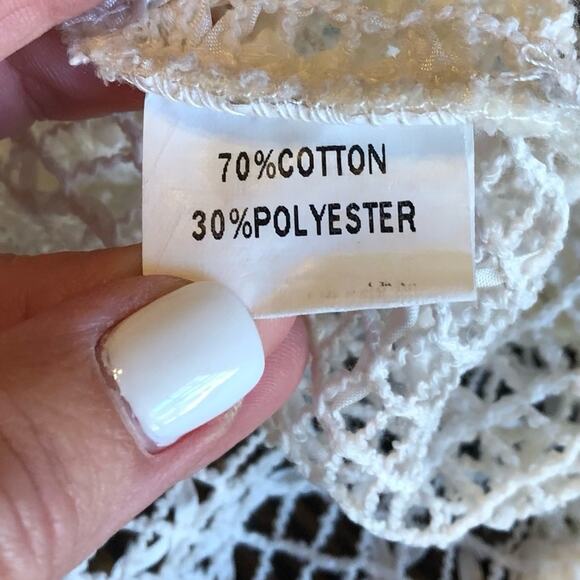 Miss Kelly Top Women’s Large White Lacy Boho Sheer Top Shirt Cottage Grandma VTG - Picture 9 of 10